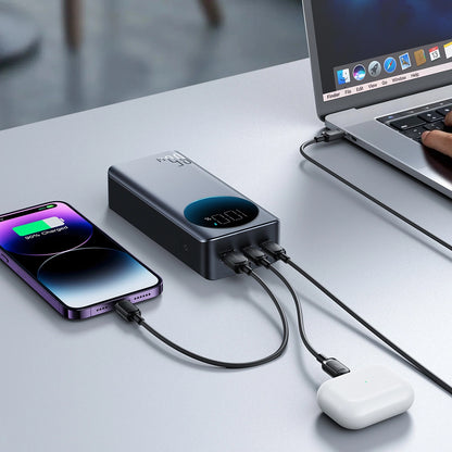 External Battery Joyroom JR-PBF05, 30000mAh, 65W, QC + PD, 1 x USB-A - 2 x USB-C, Black 