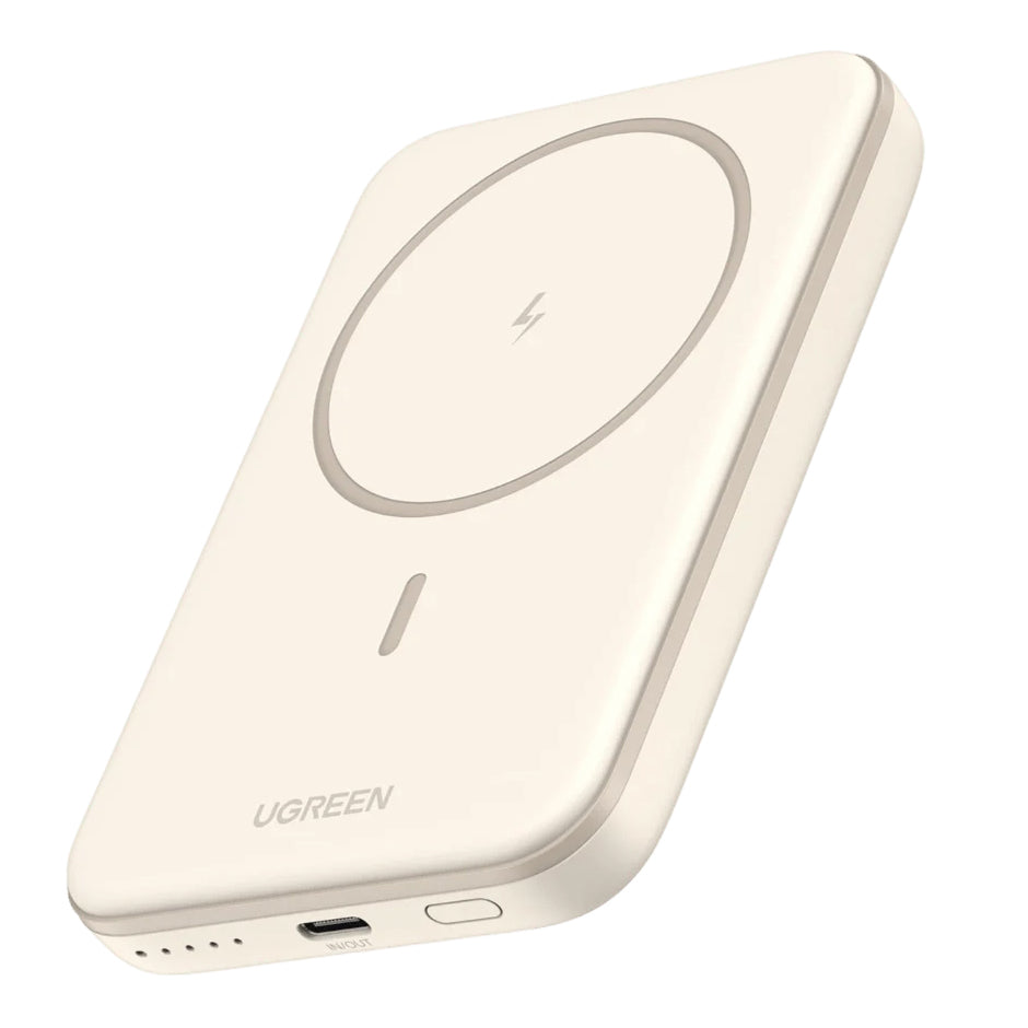 UGREEN PB560 Wireless External Battery, 5000mAh, 15W, PD + QI, 1 x QI - 1 x USB-C, Beige 