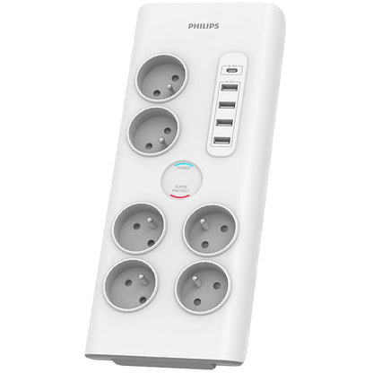 Philips Network Charger, 4 x USB-A - 1 x USB-C - 6 x Schuko, White PHIL-SPN7060WA/60 